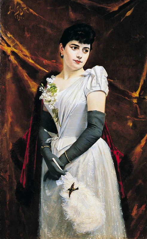 Ritratto di una giovane donna in abito bianco